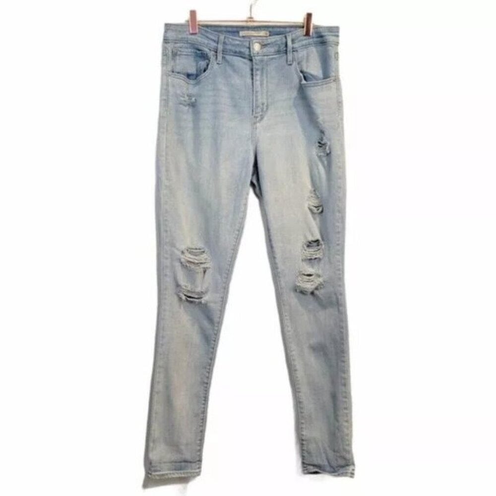Levi's 721 High Rise Light Wash Distressed Skinny Jeans